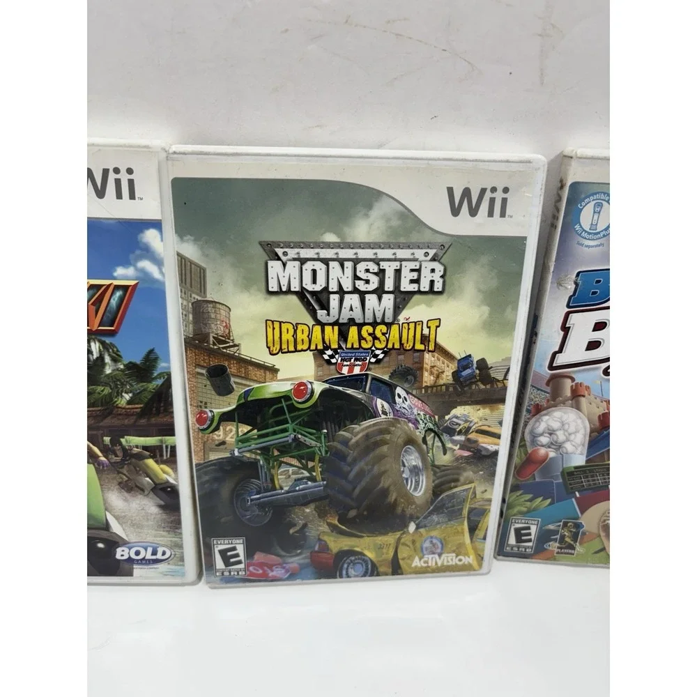 Lot Of 3 Nintendo Wii Games Monster Jam Urban Baseball Blast Kawasaki Jet Ski‎